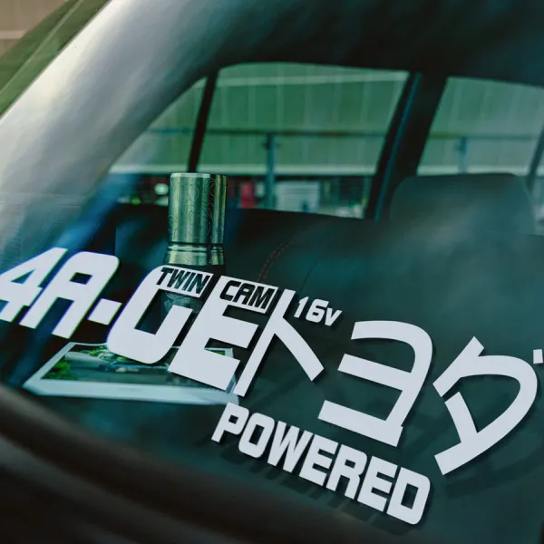 2x Pair 4AGE Twin Cam 16-valve DOHC 4A-GE ヨタ JDM Banner Stance Drift Racing Vinyl Sticker Decal>