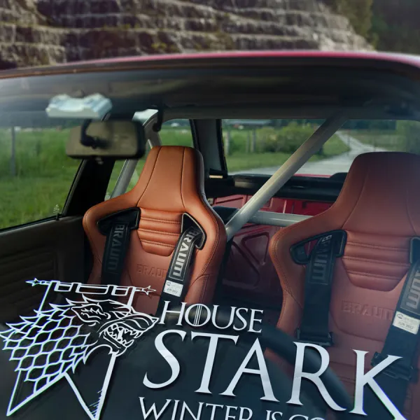 2x Pair House Stark Wolf Direwolf Winterfell North Arya Sansa Jon Snow Winter is Coming Westeros Seven Kingdoms Thrones GoT Car Vinyl Sticker Decal>