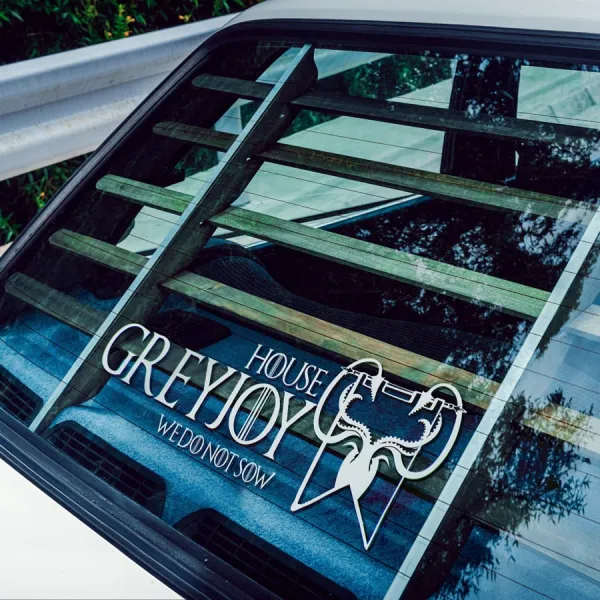 2x Pair House Greyjoy Kraken We Do Not Sow Euron Yara Theon Iron Islands Pyke Westeros Thrones GoT Car Vinyl Sticker Decal>