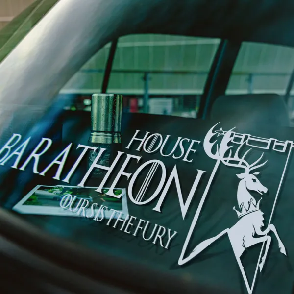 2x Pair House Baratheon Deer Crown Horns Ours Is the Fury Storm's End Robert Westeros Seven Kingdoms GoT Car Vinyl Sticker Decal>