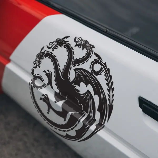 2x Pair Side Dragons Targaryen Dracarys Drogon Rhaegal Viserion Mother Daenerys Queen Fire Blood Seven Kingdoms GoT Car Vinyl Sticker Decal>