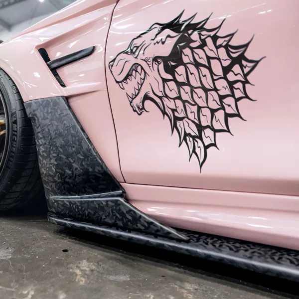 2x Pair Side House Stark Wolf Direwolf Winterfell North Arya Sansa Jon Snow Winter is Coming Westeros Seven Kingdoms Thrones GoT Car Vinyl Sticker Decal>