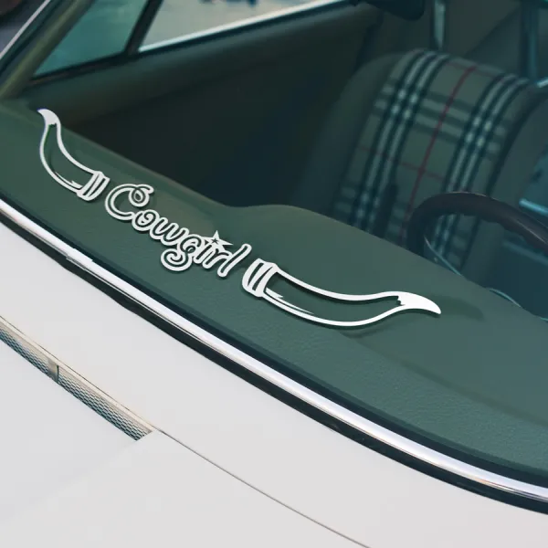 Cowgirl Horns Country Girl Rodeo Queen Western Farm Ranch Life Wild West Hat Boots Lasso Rope Spurs Saloon Ride Yeehaw Truck Car Vinyl Sticker Decal>