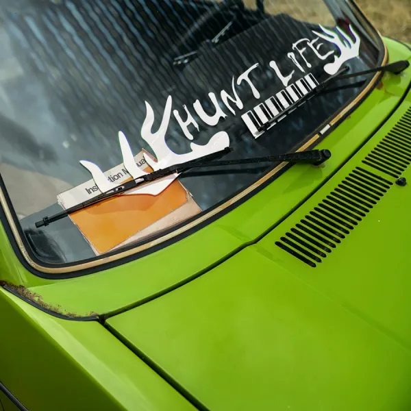 Hunt Life Shot Guns Rifle Bullets Hunter Skull Horns Wilderness Camo Outdoor Survival Deer Hunting Car Vinyl Sticker Decal>