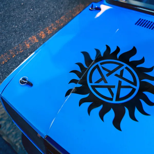 Anti-Possession Pentagram Hood v3 Symbol Sigil Demon Hunter Devil's Trap Banishing Vessel Angel Lucifer Hell Sam Dean Castiel Winchester Car Vinyl Sticker Decal>