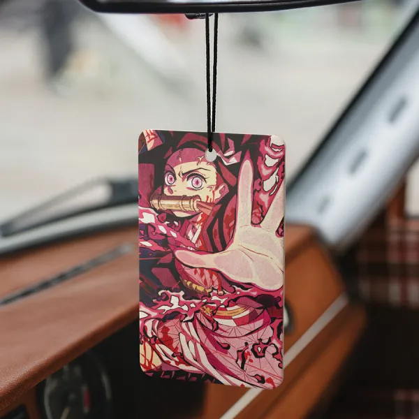 Nezuko Kamado Awakened Form Bamboo Gag Kimono Saenpai Otaku Weeb Sexy Hot Girl Anime Manga Printed Car Air Freshener>