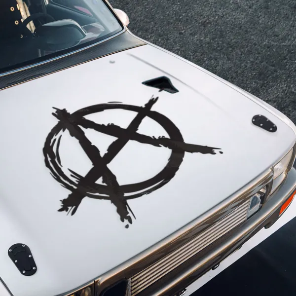 Anarchy Hood v2 Circle A Symbol Rebellion Order Chaos Guns Scythe Death Reaper Radical Freedom Resistance Street Outlaw Jacket Patch Moto Club Crew Car Vinyl Sticker Decal>