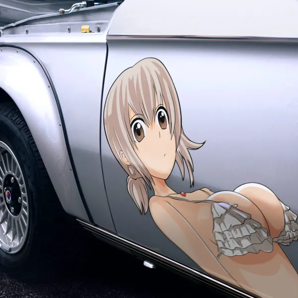 2x Pair Side Ichiko Sakura Good Luck Girl Goddess Fortune Spiritual Charm High-School Kanna Energy Anime Manga Girls Boobs Sexy Printed Car Vinyl Sticker Decal>