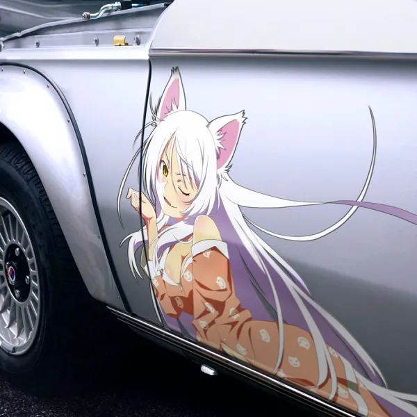 2x Pair Side Black Hanekawa Tsubasa Cat Spirit Demon Oddity Nekomonogatari Midnight Otaku Anime Manga Girl Boobs Sexy Printed Car Vinyl Sticker Decal>