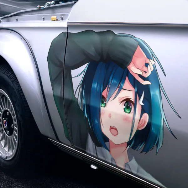2x Pair Side Ichigo イチゴ Code 015 Delphinium Pilot Squad 13 Plantation Parasite APE Hiro Mecha Sexy Girl Anime Manga Boobs Printed Car Vinyl Sticker Decal>