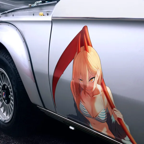 2x Pair Side Power v1 Scythe Blood Fiend Public Safety Devil Hunter Makima Squad Waifu Hot Boobs Manga Anime Car Vinyl Sticker Decal>