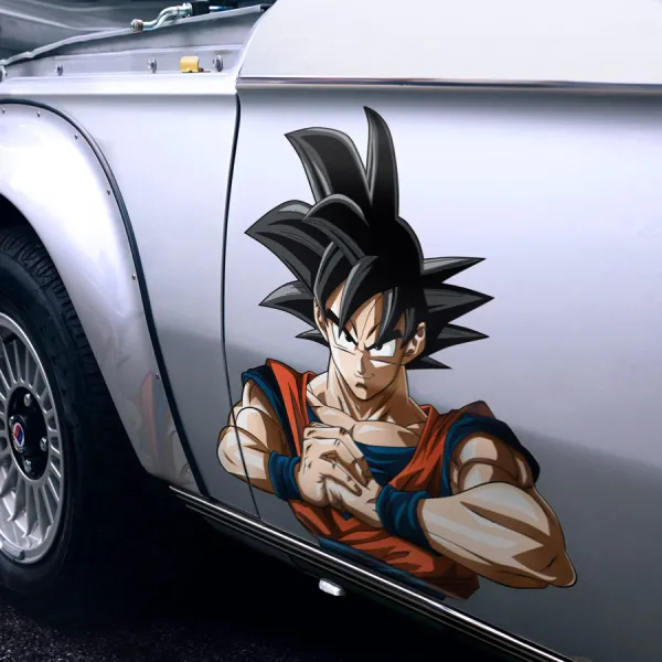 2x Pair Side Son Goku v4 Black Super Saiyan Kakarot Strike Universe 7 Capsule Corp Z Super DBZ Kai Anime Manga Printed Car Vinyl Sticker Decal>