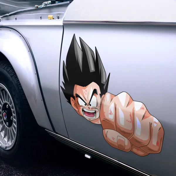 2x Pair Side Son Goku v5 Black Kid Super Saiyan Kakarot Strike Universe 7 Capsule Corp Z DBZ Kai Anime Manga Printed Car Vinyl Sticker Decal>