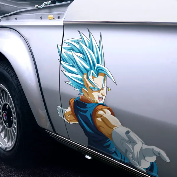 2x Pair Side Vegetto v6 Vegito Vegerot Super Saiyan Blue Son Goku Vegeta Potara Earrings Z DBZ Kai Anime Manga Printed Car Vinyl Sticker Decal>