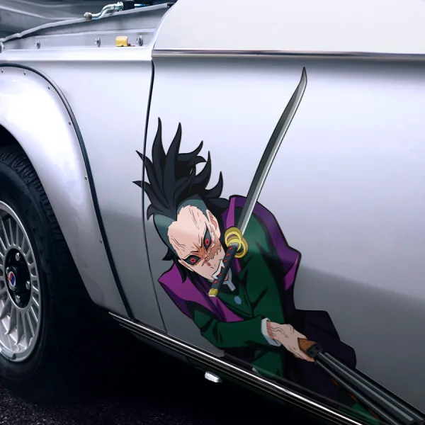 2x Pair Side Genya Shinazugawa v1 Nichirin Shotgun Wakizashi Wind Hashira Demon Corps Blade Katana Anime Manga Printed Car Vinyl Sticker Decal>