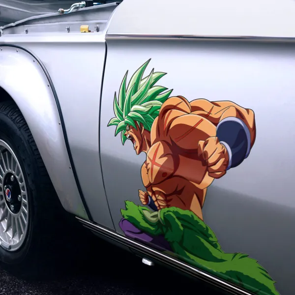 2x Pair Side Broly v2 Legendary Super Saiyan LSSJ Rampage Universe 7 Berserker Mutant Paragus Son Kai DBZ Anime Manga Printed Car Vinyl Sticker Decal>