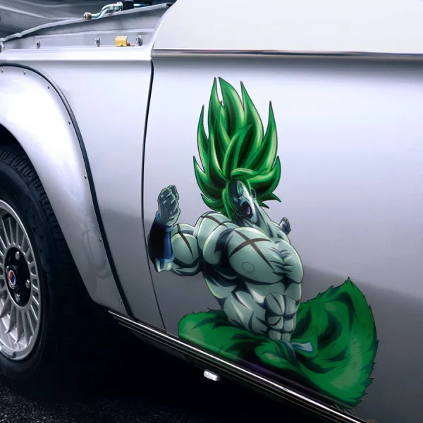 2x Pair Side Broly v1 Legendary Super Saiyan LSSJ Rampage Universe 7 Berserker Mutant Paragus Son Kai DBZ Anime Manga Printed Car Vinyl Sticker Decal>
