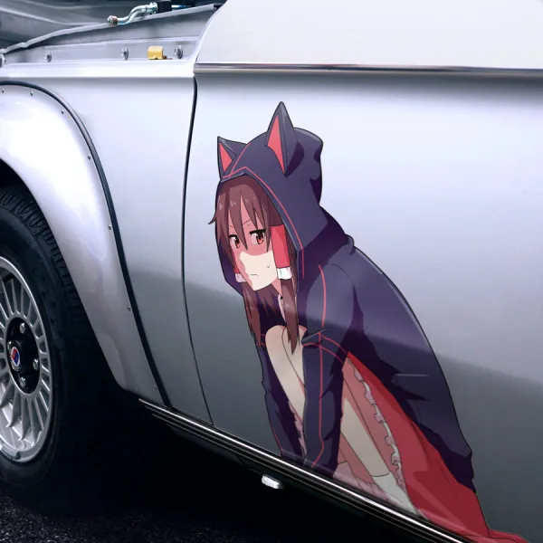 2x Pair Side Reimu Hakurei Red-White Shrine Maiden Miko Gensokyo Cherry Blossom Youkai Spell Card Anime Manga Printed Car Vinyl Sticker Decal>