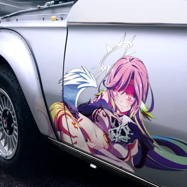 2x Pair Side Jibril Flügel Race Exceptional Unit Eighteen Wings Elkia Sora Azril Artosh Sexy Waifu Hot Boobs Halo Anime Manga Printed Car Vinyl Sticker Decal>