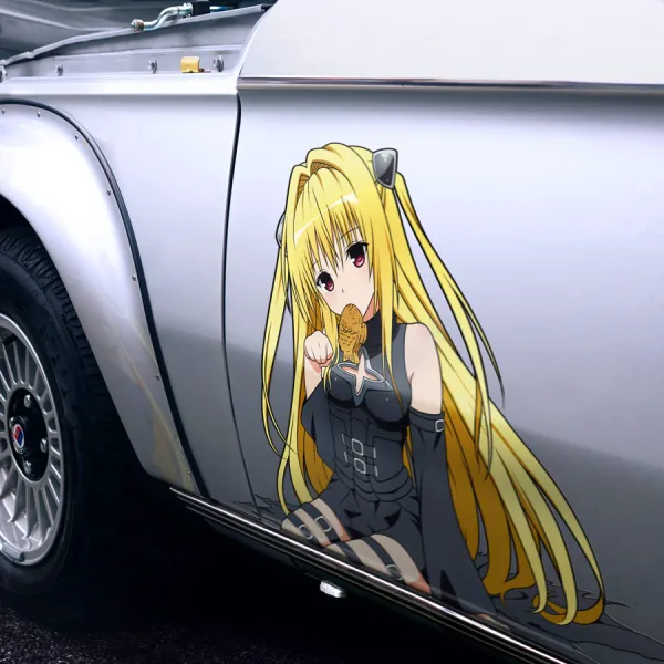 2x Pair Side Konjiki no Yami Golden Darkness Rito Yuuki Eve Black Cat Alien Assassin Shapeshifting Waifu Anime Manga Girls Boobs Sexy Printed Car Vinyl Sticker Decal>