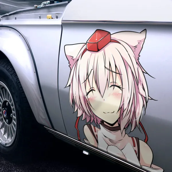 2x Pair Side Momiji Inubashiri v2 White Wolf Ranger Tengu Warrior Moonlit Spirit Youkai Shikieiki Gensokyo Forest Guard Anime Manga Printed Car Vinyl Sticker Decal>