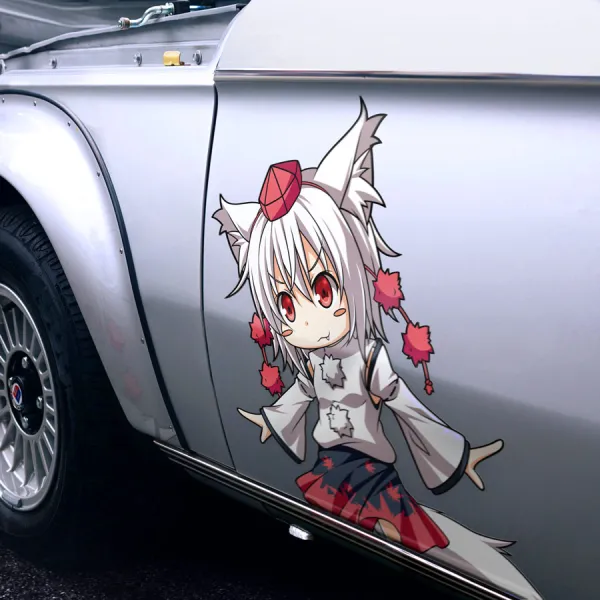 2x Pair Side Momiji Inubashiri v1 White Wolf Ranger Tengu Warrior Moonlit Spirit Youkai Shikieiki Gensokyo Forest Guard Anime Manga Printed Car Vinyl Sticker Decal>