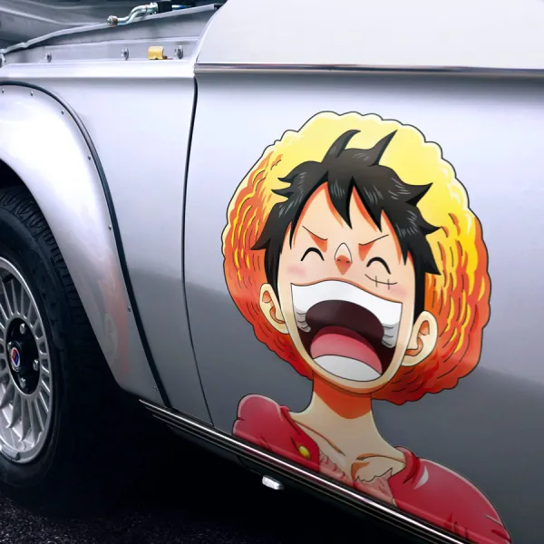 2x Pair Side Monkey D Luffy v1 Straw Hat Brook Pirates Captain King Four Emperors Treasure Anime Manga Printed Car Vinyl Sticker Decal>
