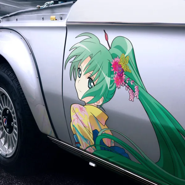 2x Pair Side Mion Sonozaki Mi-chan Heiress Japanese Kimono Green-Haired Hinamizawa Uncle Mion Oryou Anime Manga Girls Boobs Sexy Printed Car Vinyl Sticker Decal>