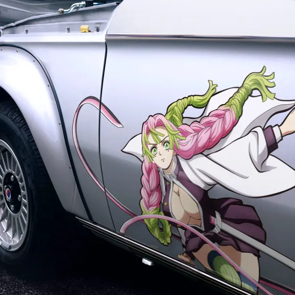 2x Pair Side Mitsuri Kanroji v1 Love Hashira Breathing Demon Corps Sexy Hot Boobs Waifu Blade Katana Anime Manga Printed Car Vinyl Sticker Decal>