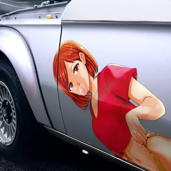 2x Pair Side Nobara Kugisaki v1 Sorcerer Hammer Nails Straw Doll Sexy Hot Boobs Waifu Anime Manga Printed Car Vinyl Sticker Decal>