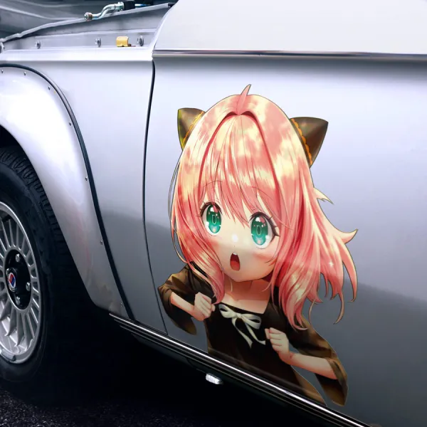 2x Pair Side Anya Forger v3 Test Subject 007 Stella Stars Tonitrus Bolts Waku Cecile Hall Eden Academy Otaku Cute Anime Manga Printed Car Vinyl Sticker Decal>