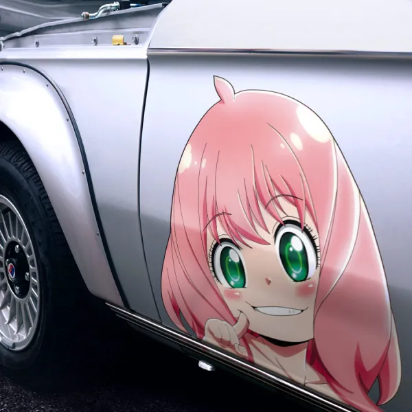 2x Pair Side Anya Forger v2 Test Subject 007 Stella Stars Tonitrus Bolts Waku Cecile Hall Eden Academy Otaku Cute Anime Manga Printed Car Vinyl Sticker Decal>