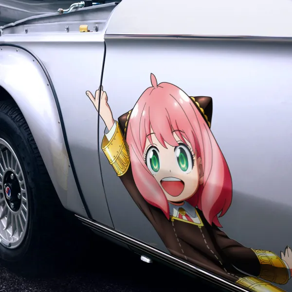 2x Pair Side Anya Forger v1 Test Subject 007 Stella Stars Tonitrus Bolts Waku Cecile Hall Eden Academy Otaku Cute Anime Manga Printed Car Vinyl Sticker Decal>