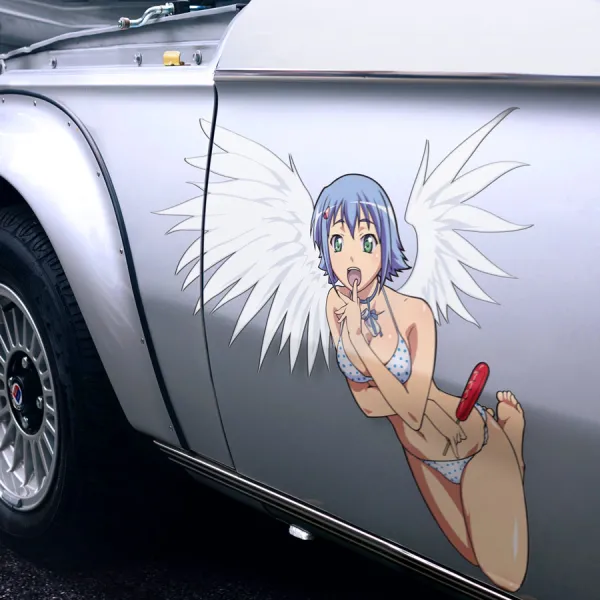 2x Pair Side Nanael Angel Heavenly Warrior Messenger Holy Divine Blade Wings Celestial Guardian Anime Manga Girls Boobs Sexy Printed Car Vinyl Sticker Decal>