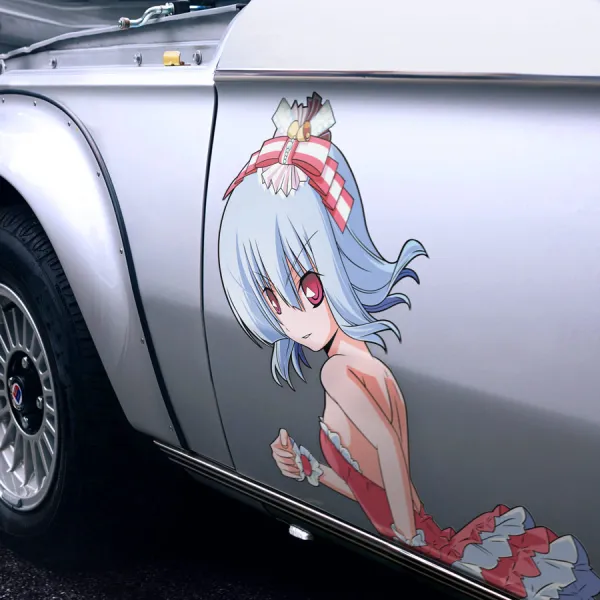 2x Pair Side Ruka Suirenji Pop Idol Singer Blue Hair 765 Production Hayate Aozora Anime Manga Girls Boobs Sexy Printed Car Vinyl Sticker Decal>