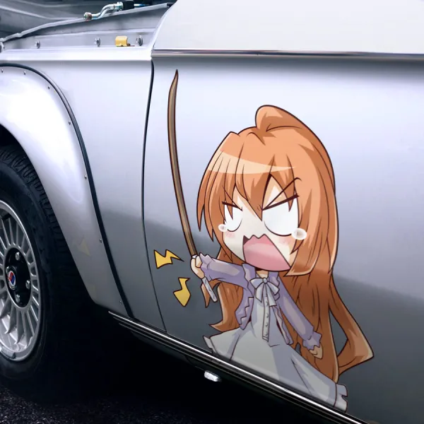 2x Pair Side Taiga Aisaka Tiny Palmtop Tiger Tsundere Ryuuji Takasu Ohashi Petite High School Waifu Chibi Anime Manga Printed Car Vinyl Sticker Decal>