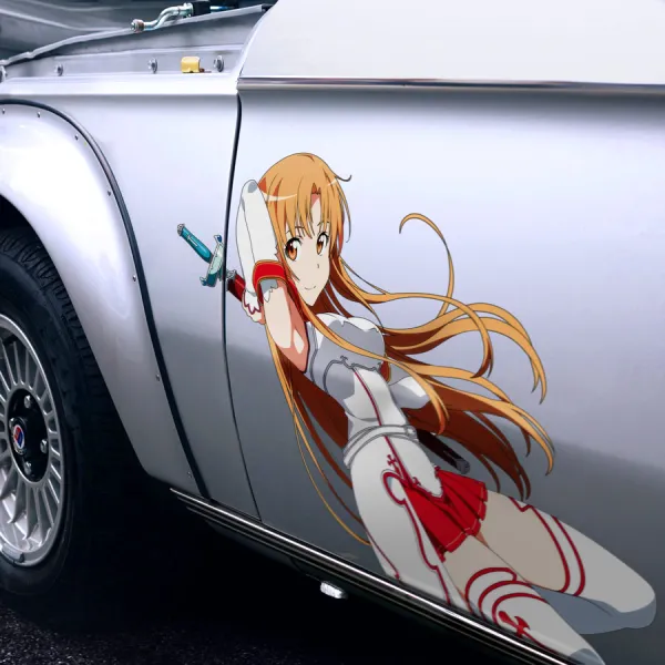2x Pair Side Yuuki Asuna Project Alicization Stacia  RECT Inc Knights of the Blood Otaku Anime Manga Girls Sexy Printed Car Vinyl Sticker Decal>