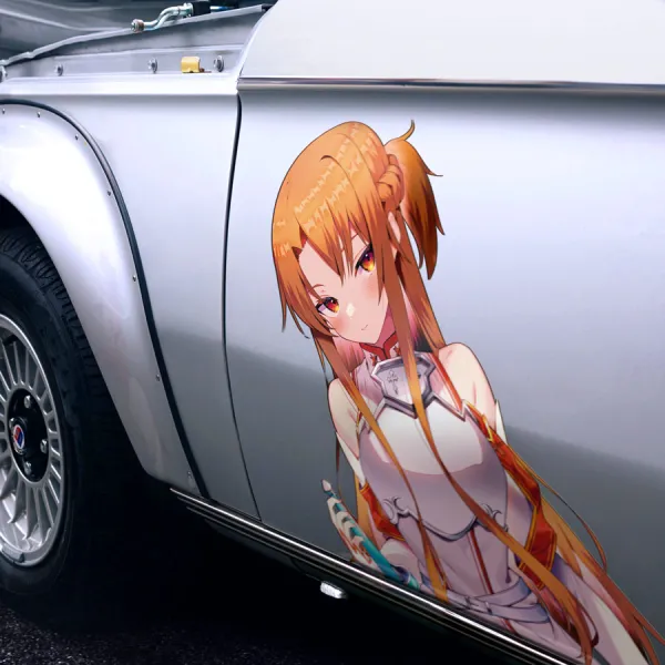 2x Pair Side Yuuki Asuna v2 Project Alicization Stacia RECT Inc Knights of the Blood Otaku Waifu Girl Hot Manga Anime Printed Car Vinyl Sticker Decal>