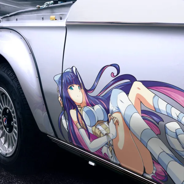 2x Pair Side Stocking Panty Gothic Blue-Haired Fallen Angel Candy Daten City Ghost Spirit Anarchy Lolita Waifu Anime Manga Girls Boobs Sexy Printed Car Vinyl Sticker Decal>