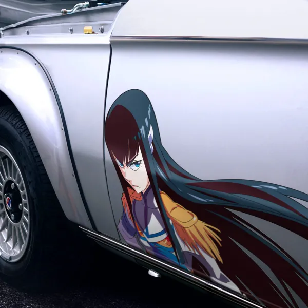 2x Pair Side Satsuki Kiryuin Three Star Goku Uniform Honnouji Academy REVOCS Otaku Anime Manga Girls Sexy Printed Car Vinyl Sticker Decal>