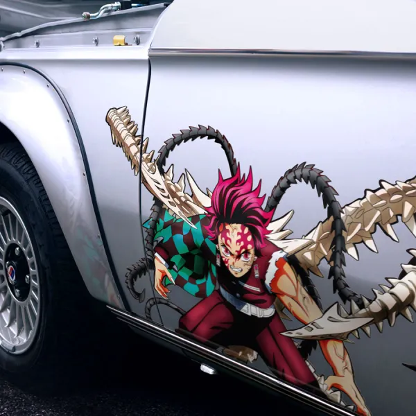 2x Pair Side Tanjiro Kamado v1 Child of Brightness Sumiko King of Demons Corps Water Sun Breathing Nezuko Muzan Kibutsuji Katana Anime Manga Printed Car Vinyl Sticker Decal>