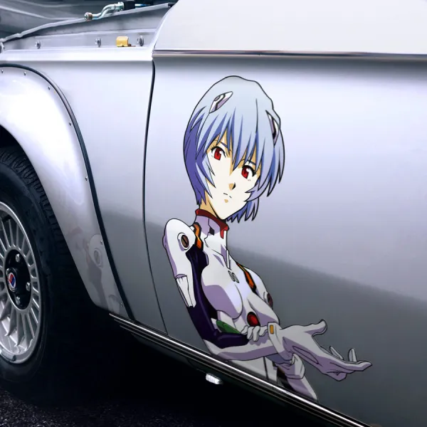 2x Pair Side Rei Ayanami v1 Eva Unit 00 NERV Anime Manga Girls Boobs Sexy Printed Car Vinyl Sticker Decal>