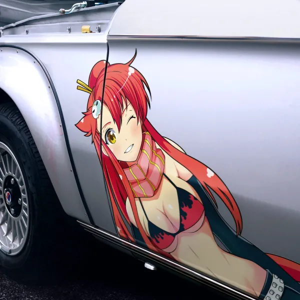 2x Pair Side Yoko Littner Barrett M82 Sniper Gunmen Team Dai Mecha Spiral King Beastmen Anime Manga Girls Boobs Sexy Printed Car Vinyl Sticker Decal>