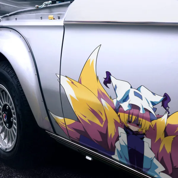 2x Pair Side Ran Yakumo Perfect Cherry Blossom Shikigami Kyubi Youkai  Nine-Tailed Fox Yukari Shikieiki’s Servant Gensokyo Anime Manga Printed Car Vinyl Sticker Decal>