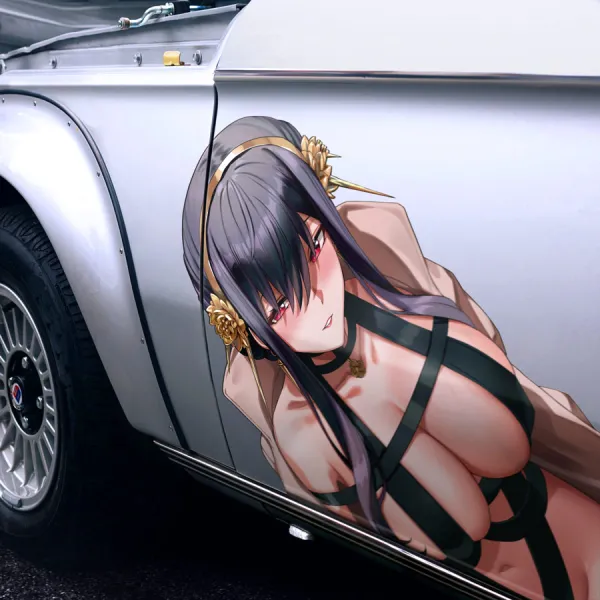 2x Pair Side Yor Forger v1 Briar Thorn Princess Garden Assassin Sexy Hot Boobs Waifu Otaku Anime Manga Printed Car Vinyl Sticker Decal>