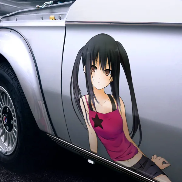 2x Pair Side Azusa Nakano Azu-nyan HTT Ho-kago Tea Time Guitarist  Sakuragaoka Wakaba Senpai Otaku Anime Manga Girl Sexy Printed Car Vinyl Sticker Decal>