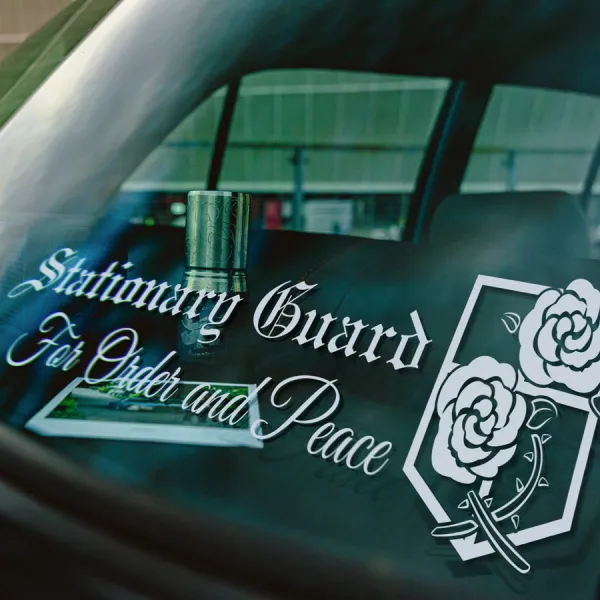 2x Pair Stationary Guard Garrison Military Corps Red Rose Shield Insignia Wall Shiganshina Anime Manga Car Vinyl Sticker Decal>
