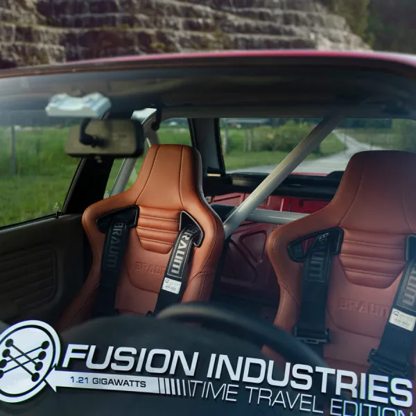 2x Pair Fusion Industries Time Travel Edition 1.21 Gigawatts Energy Reactor DMC-12 Machine Clock Tower Lightning McFly Doc Emmett Brown Car Vinyl Sticker Decal>