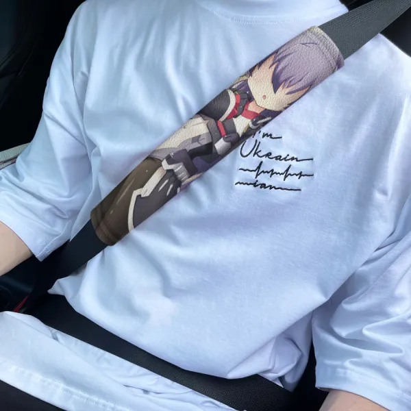 Suzu Mukai v1 Blind Shy Stopper Bell Sexy Hot Anime Manga Girl Eco Leather Printed Car Seat Belt Cover>