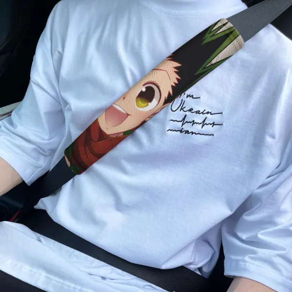 Gon Freecss v1 Neferpitou Hisoka Morow Killua Alluka Zoldyck Kurapika Anime Manga Eco Leather Printed Car Seat Belt Cover>